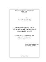 Khoá luận tốt nghiệp khai triển riêng phần và áp dụng để chứng minh công thức euler 