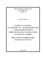 Nghiên cứu tác động của nồng độ nacl tới sinh trưởng mầm và hoạt độ một số emzym chống oxy hóa ở hạt mầm đậu tương (glycine max (l)  merr)