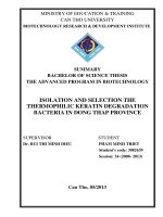 isolation and selection the thermophilic keratin degradation bacteria in dong thap province