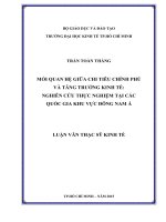 Mối quan hệ giữa chi tiêu chính phủ và tăng trưởng kinh tế  nghiên cứu thực nghiệm tại các quốc gia khu vực đông nam á