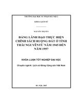 Đảng lãnh đạo thực hiện chính sách ruộng đất ở tỉnh thái nguyên từ năm 1945 đến năm 1957