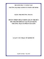 Hoàn thiện hoạt động quản trị rủi ro thanh khoản tại ngân hàng thương mại cổ phần sài gòn