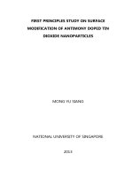 First principles study on surface modification of antimony doped tin dioxide nanoparticles