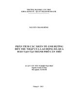 phân tích các nhân tố ảnh hưởng đến thu nhập của lao động đã qua đào tạo tại thành phố cần thơ