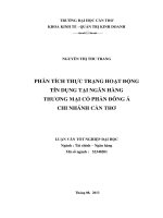 phân tích thực trạng hoạt động tín dụng tại ngân hàng thương mại cổ phần đông á chi nhánh cần thơ