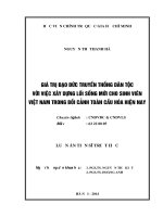 Giá trị đạo đức truyền thống dân tộc với việc xây dựng lối sống mới cho sinh viên việt nam trong bối cảnh toàn cầu hóa hiện nay