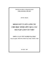 Khoá luận tốt nghiệp khảo sát và sửa lỗi câu cho học sinh lớp 5 qua các bài tập làm văn viết
