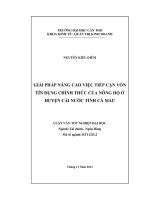 giải pháp nâng cao việc tiếp cận vốn tín dụng chính thức của nông hộ ở huyện cái nước tỉnh cà mau