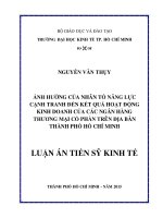 Ảnh hưởng của nhân tố năng lực cạnh tranh đến kết quả hoạt động kinh doanh của các ngân hàng thương mại cổ phần trên địa bàn thành phố hồ chí minh