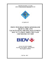 phân tích hoạt động kinh doanh dịch vụ thẻ atm tại ngân hàng thương mại cổ phần đầu tư và phát triển việt nam chi nhánh cần thơ