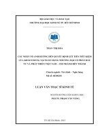 Các nhân tố ảnh hưởng đến quyết định gửi tiền tiết kiệm của khách hàng tại ngân hàng thương mại cổ phần đầu tư và phát triển việt nam chi nhánh bến thành