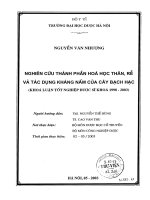 Nghiên cứu thành phần hóa học thân, rễ và tác dụng kháng nấm của cây bạch hạc