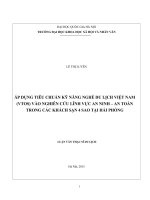 Áp dụng tiêu chuẩn kỹ năng nghề du lịch việt nam ( VTOS) vào nghiên cứu lĩnh vực an ninh   an toàn trong các khách sạn 4 sao tại hải phòng 