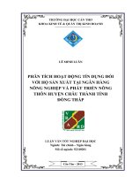 phân tích hoạt động tín dụng đối với hộ sản xuất tại ngân hàng nông nghiệp và phát triển nông thôn huyện châu thành tỉnh đồng tháp