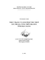 thực trạng và giải pháp thu thuế giá trị gia tăng trên địa bàn tỉnh hậu giang