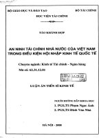 an ninh tài chính nhà nước của việt nam trong điều kiện hội nhập kinh tế quốc tế
