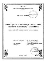 Phân lập và tuyển chọn chủng nấm men sinh tổng hợp beta   carotene