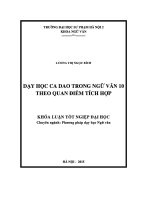Khoá luận tốt nghiệp dạy học ca dao trong ngữ văn 10 theo quan điểm tích hợp