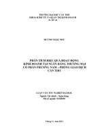 phân tích hiệu quả hoạt động kinh doanh tại ngân hàng thương mại cổ phần phương nam – phòng giao dịch cần thơ