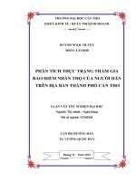 phân tích thực trạng tham gia bảo hiểm nhân thọ của người dân trên địa bàn thành phố cần thơ