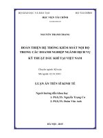 Hoàn thiện hệ thống kiểm soát nội bộ trong các doanh nghiệp ngành dịch vụ kỹ thuật dầu khí tại Việt Nam