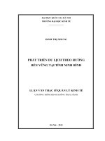 Phát triển du lịch theo hướng bền vững tại tỉnh ninh bình  luận văn ths 2015 