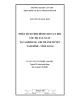 phân tích tình hình cho vay đối với hộ sản xuất tại agribank chi nhánh huyện tam bình  vĩnh long