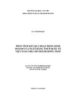 phân tích kết quả hoạt động kinh doanh của ngân hàng tmcp quốc tế việt nam (vib)chi nhánh đồng tháp