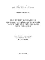 phân tích kết quả hoạt động kinh doanh tại ngân hàng nông nghiệp và phát triển nông thôn, chi nhánh thành phố cần thơ
