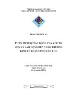 phân tích sự tác động của yếu tố vốn và lao động đến tăng trưởng kinh tế thành phố cần thơ