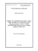 Nghiên cứu thành phần hóa học và hoạt tính sinh học của loài nguyệt quế ( Murraya paniculata (L..) Jack) và loài trầm bông đỏ ( Callistemon citrinus (Curtis) Skeel) ở Việt Nam