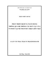 Luận văn thạc sĩ phát triển dịch vụ ngân hàng thông qua hệ thống các bưu cục của VN post tại NH TMCP bưu điện liên việt