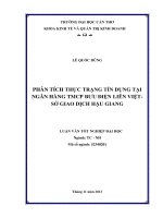 phân tích thực trạng tín dụng tại ngân hàng tmcp bưu điện liên việt sở giao dịch hậu giang