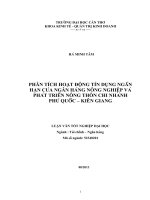 phân tích hoạt động tín dụng ngắn hạn của ngân hàng nông nghiệp và phát triển nông thôn chi nhánh phú quốc – kiên giang