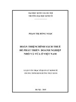 Hoàn thiện chính sách thuế để phát triển doanh nghiệp nhỏ và vừa ở việt nam 