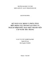 kế toán xác định và phân tích biến động giá thành tại công ty trách nhiệm hữu hạn một thành viên cấp nước sóc trăng