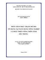 phân tích thực trạng rủi ro tín dụng tại ngân hàng nông nghiệp và phát triển nông thôn tỉnh sóc trăng