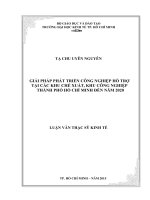 Giải pháp phát triển công nghiệp hỗ trợ tại các khu chế xuất, khu công nghiệp thành phố hồ chí minh đến năm 2020