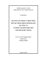 kế toán xác định và phân tích kết quả hoạt động kinh doanh tại công ty cổ phần tập đoàn hoa sen chi nhánh sóc trăng