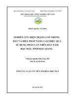 Nghiên cứu hiện trạng lân trong đất và biện pháp nâng cao hiệu quả sử dụng phân lân trên đất xám bạc màu tỉnh Bắc Giang