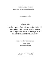 hoàn thiện công tác kế toán, quản lý vốn bằng tiền và các khoản thanh toán tại công ty trách nhiệm hữu hạn hai thành viên hải sản 404