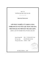 Góp phần nghiên cứu định lượng tobramycin nguyên liệu bằng phương pháp đo quang phổ hấp thụ khả kiến