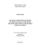 kế toán và phân tích giá thành sản phẩm tại công ty mía đường trà vinh –tổng công ty mía đường i công ty cổ phần