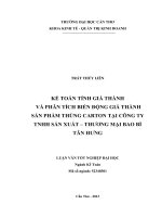 kế toán tính giá thành và phân tích biến động giá thành sản phẩm thùng carton tại công ty tnhh sản xuất – thương mại bao bì tân hưng