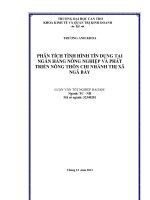 phân tích tình hình tín dụng tại ngân hàng nông nghiệp và phát triển nông thôn chi nhánh thị xã ngã bảy