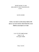 nâng cao chất lượng hoạt động tín dụng tại ngân hàng tmcp phương nam phòng giao dịch cần thơ