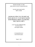 đánh giá công tác tổ chức kế toán, quản lý, và sử dụng nguồn kinh phí hoạt động tại trường thcs trung nhứt