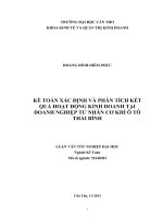kế toán xác định và phân tích kết quả hoạt động kinh doanh tại doanh nghiệp tư nhân cơ khí ô tô thái bình