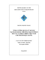 tăng cường quản lý nợ xấu tại ngân hàng thương mại cổ phần đầu tư và phát triển việt nam chi nhánh hậu giang