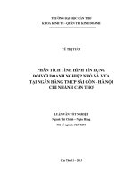 phân tích tình hình tín dụng đốivới doanh nghiệp nhỏ và vừa tại ngân hàng tmcp sài gòn  hà nội chi nhánh cần thơ